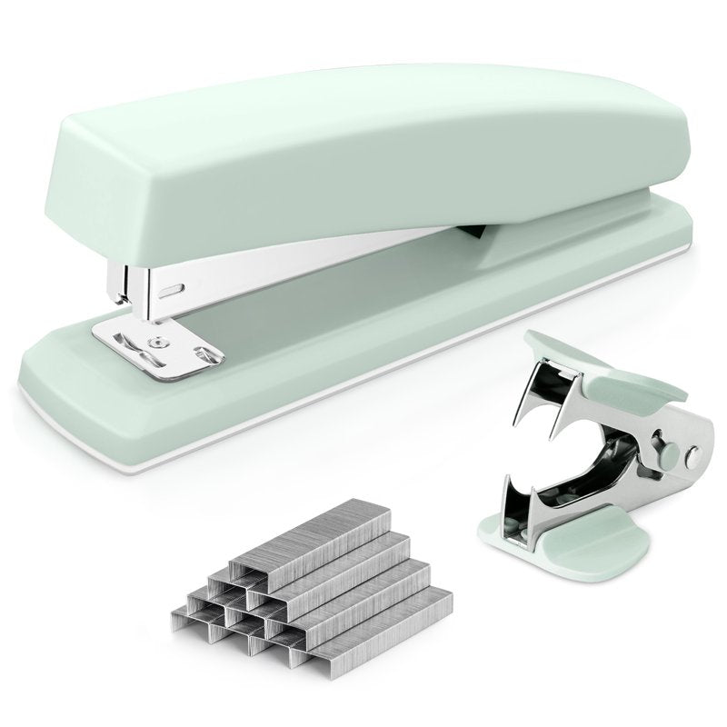 Deli Desktop 3-in-1 Stapler Set – 20-Sheet Capacity, Includes 1000 Staples & Remover, Green