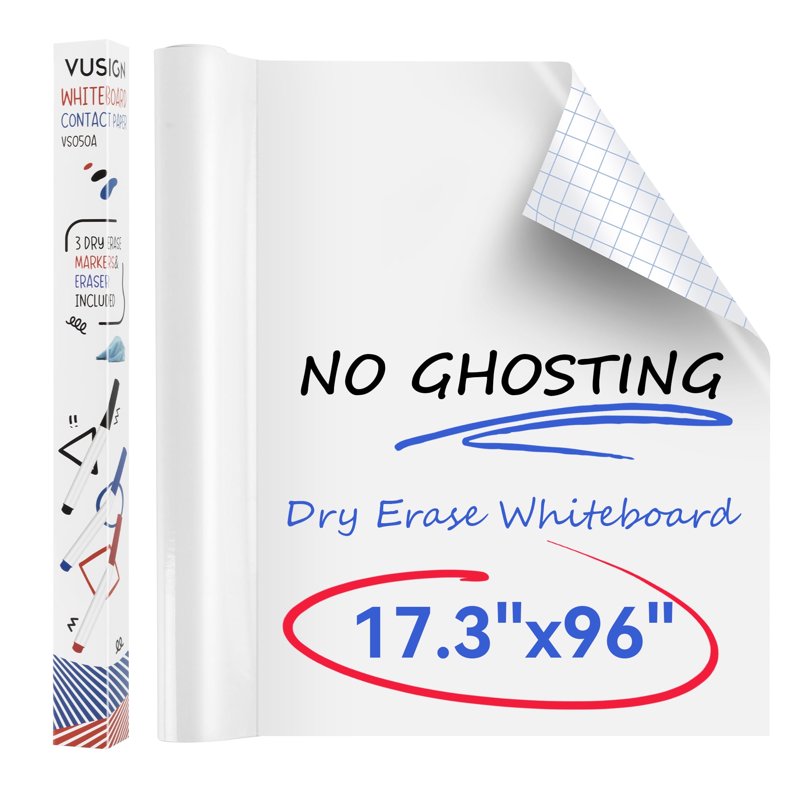 Whiteboard Sticker Wall Covering 17.3x96 Inches Peel and Stick Dry Erase Wallpaper