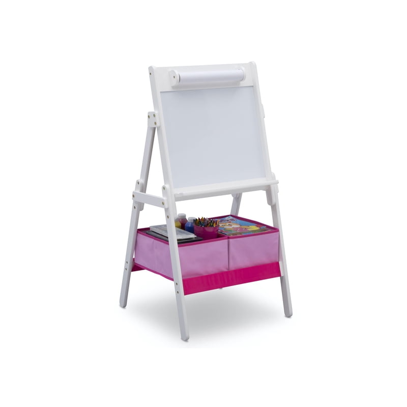 Kids Whiteboard Easel with Paper Roll & Storage - Bianca White