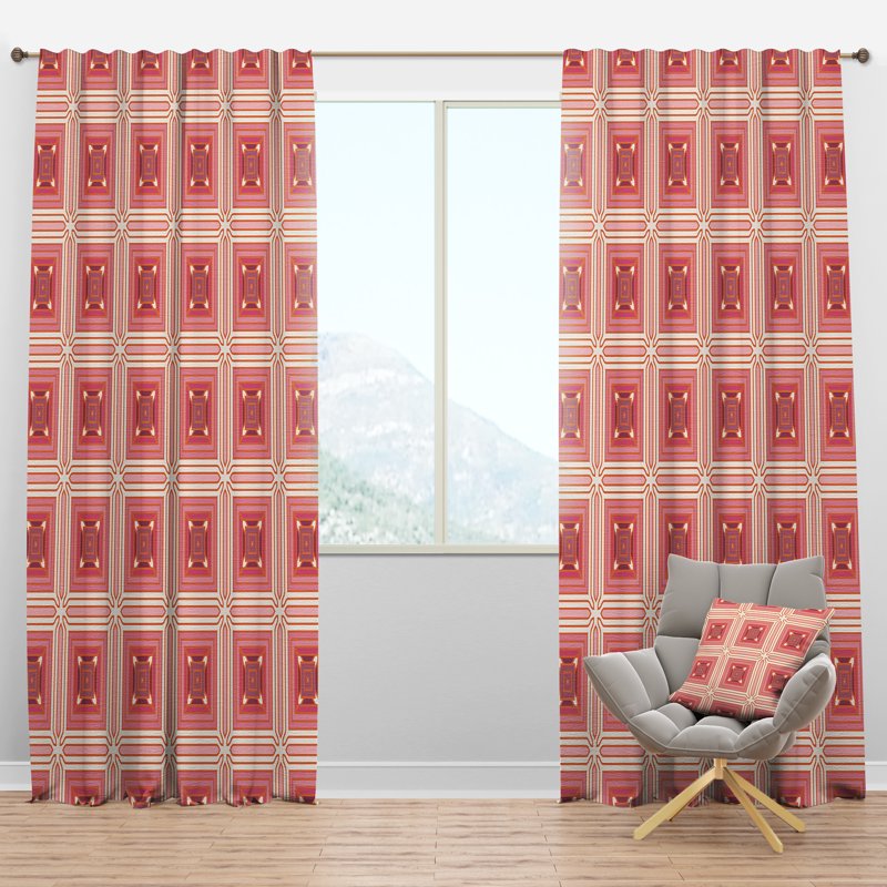 Mid-Century Blackout Curtains - Geometric Retro Design, Custom Sizes