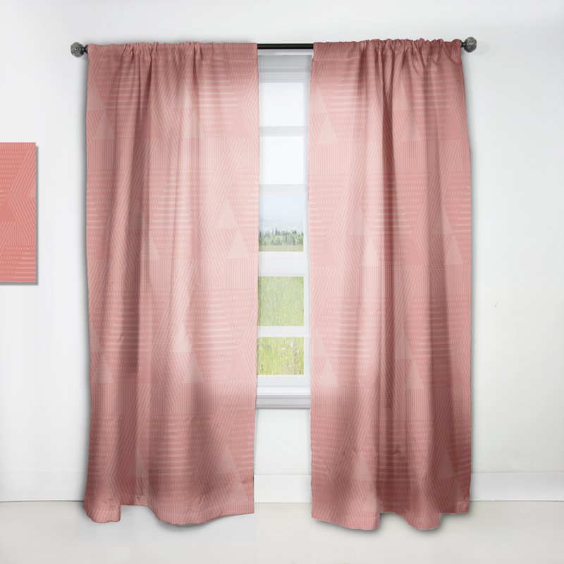Mid-Century Modern Triangular Coral Pattern Curtain Panel - Sheer or Blackout