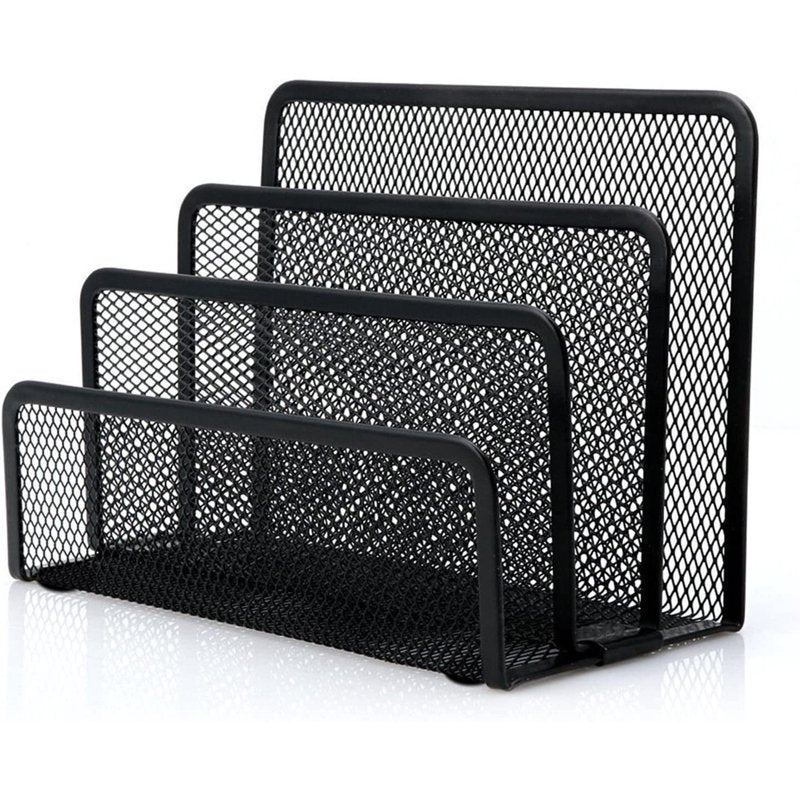 Desk Mail Organizer with 3 Metal Mesh Compartments - Office & Home File Holder