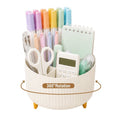 5-Compartment Desktop Organizer with Rotating Design - Office & Makeup Storage
