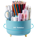 360° Rotating Desk Organizer with 5 Slots - Plastic Pen & Art Supply Holder