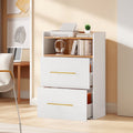 White 2-Drawer File Cabinet with Charging Station Office Storage