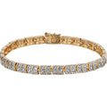 14K Gold-Plated Diamond Accent Tennis Bracelet 7.5 Inch Elegant Jewelry