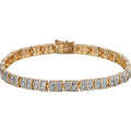 14K Gold-Plated Diamond Tennis Bracelet 8 Inch Elegant Jewelry