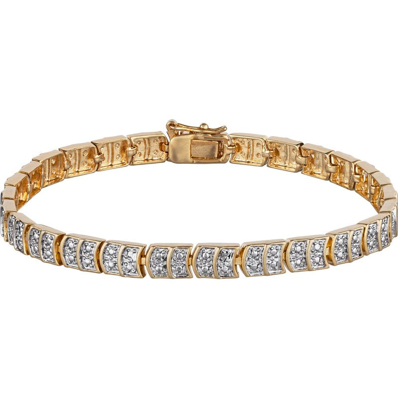 14K Gold-Plated Diamond Tennis Bracelet 8 Inch Elegant Jewelry
