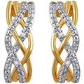 Diamond Accent Gold Tone Hoop Earrings with Criss Cross Design