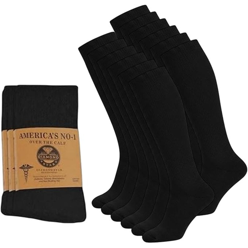 Diabetic Over The Calf Socks Non-Binding Cushioned Cotton Knee High Men