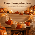Fall Pumpkin Garland Lights 5.9 Ft Crochet String Decor for Mantel Wall Halloween Thanksgiving