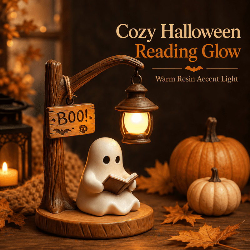 Halloween Ghost Reading Night Light - 3D Resin Spooky Desk Lamp, Warm Glow, Indoor Decoration, Party Gift