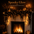 Halloween Garland Lights 5.9 Ft Black Creepy Decor for Mantel Wall Door Party
