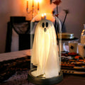 Diceymbol Ghost Cloche Night Light - Fabric Ghost Lamp with Glass Dome, 8.5 Inch - Variation: Ghost Lamp-19-Cloche