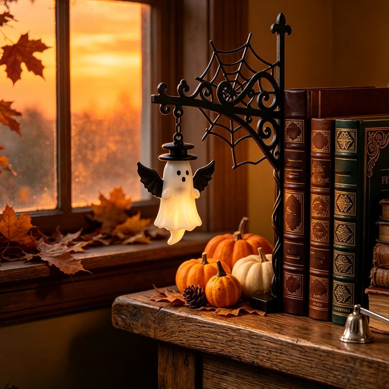 Halloween Ghost Light for Bookshelves and Decor - Spooky LED Halloween Lamp