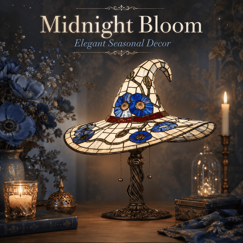 Gothic Witch Hat Table Lamp - Halloween Night Light for Bedroom Decor