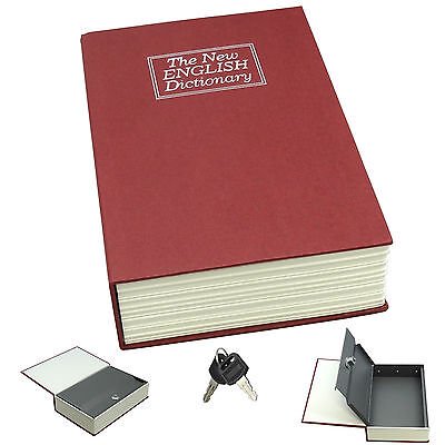 Large Red Book Safe with Key Lock - Disguised as Dictionary for Valuables