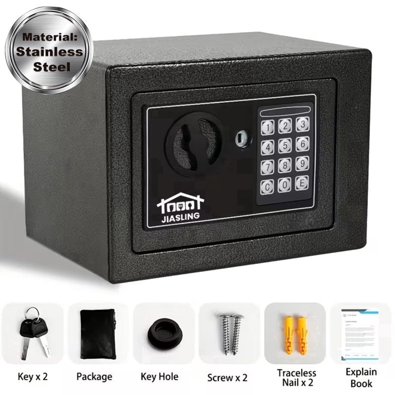 Stainless Steel Fireproof Security Safe Box for Home & Office - Anti-Theft, Key & Digital Lock
