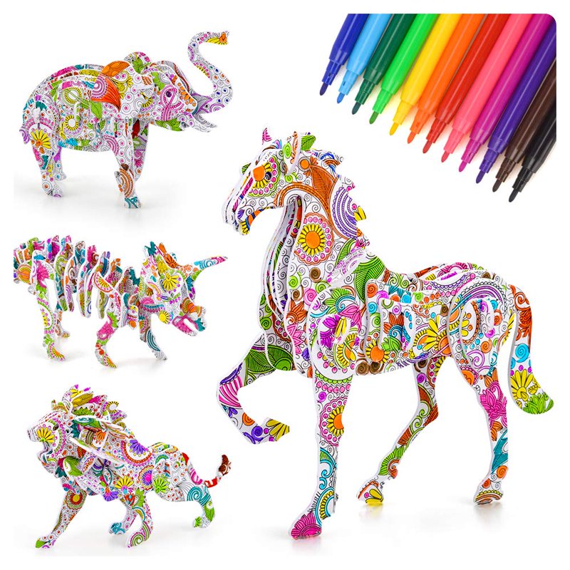 Kids 3D Puzzle Art & Craft Kits for Girls and Boys - Animal & Unicorn Variations