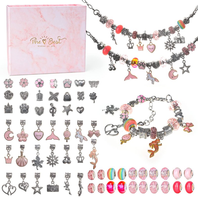Kids Jewelry Making Kit for 5-12 Year Old Girls - DIY Charm Bracelets Set