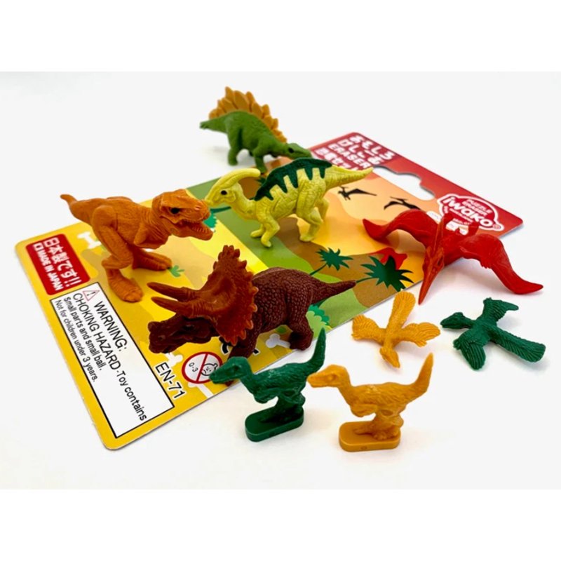 Dinosaur Eraser Set - Miniature Puzzle Erasers with T-Rex Stegosaurus Pterodactyl