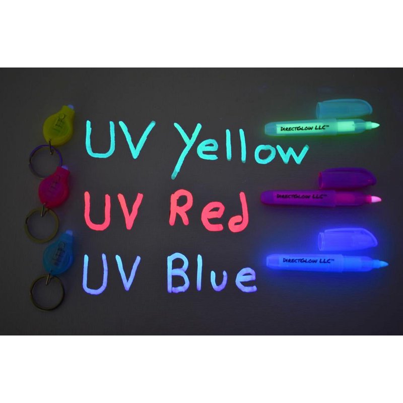 UV Blacklight Ink Markers Set of 3 - Invisible Fluorescent Permanent Pens for Security & Body Art