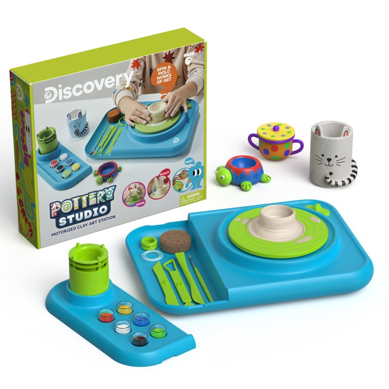 Motorized Pottery Wheel Set with Molds Paints & Tools for Kids & Beginners