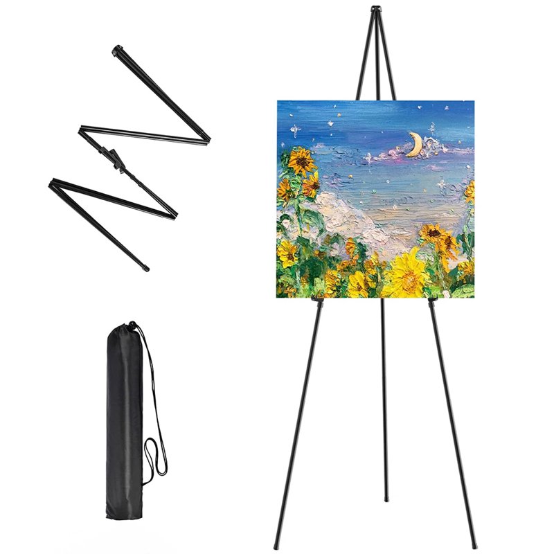 Adjustable Portable Display Easel Stand for Signs, Posters & Artwork - Collapsible Metal Tripod, 63 Inch