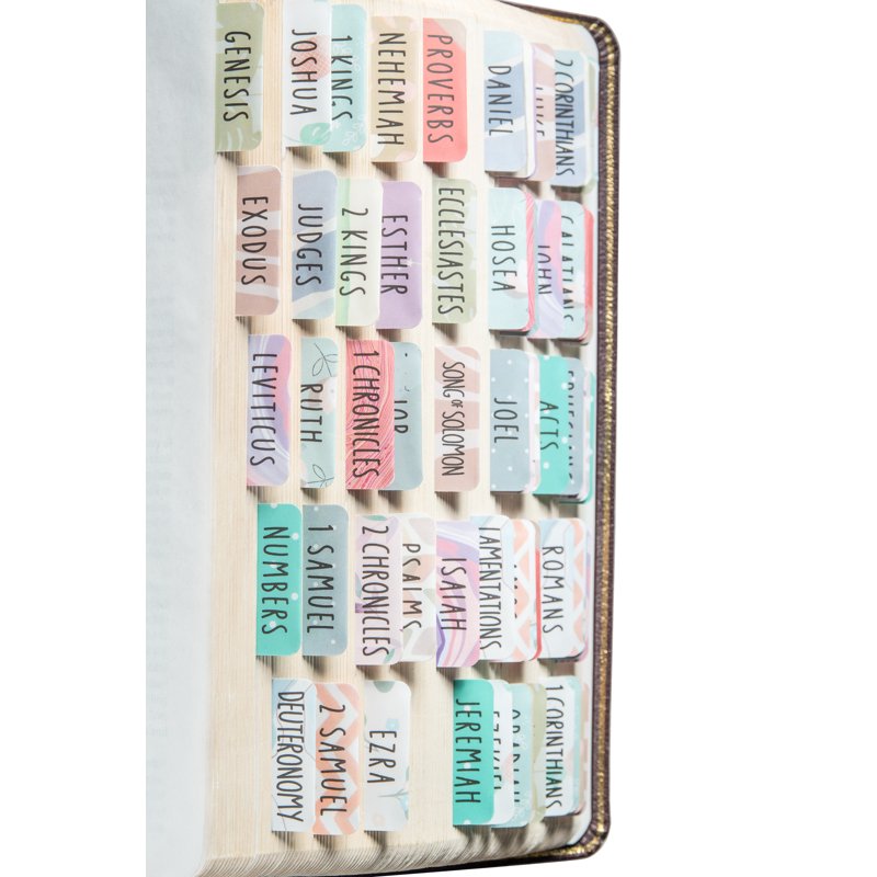 Bible Index Tabs Set with 66 Book Tabs and 18 Blank Tabs - Laminated, Easy to Apply