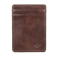 Slim RFID Wallet with Magnetic Money Clip for Men - Brown