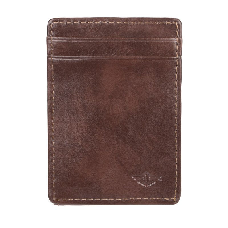 Slim RFID Wallet with Magnetic Money Clip for Men - Brown