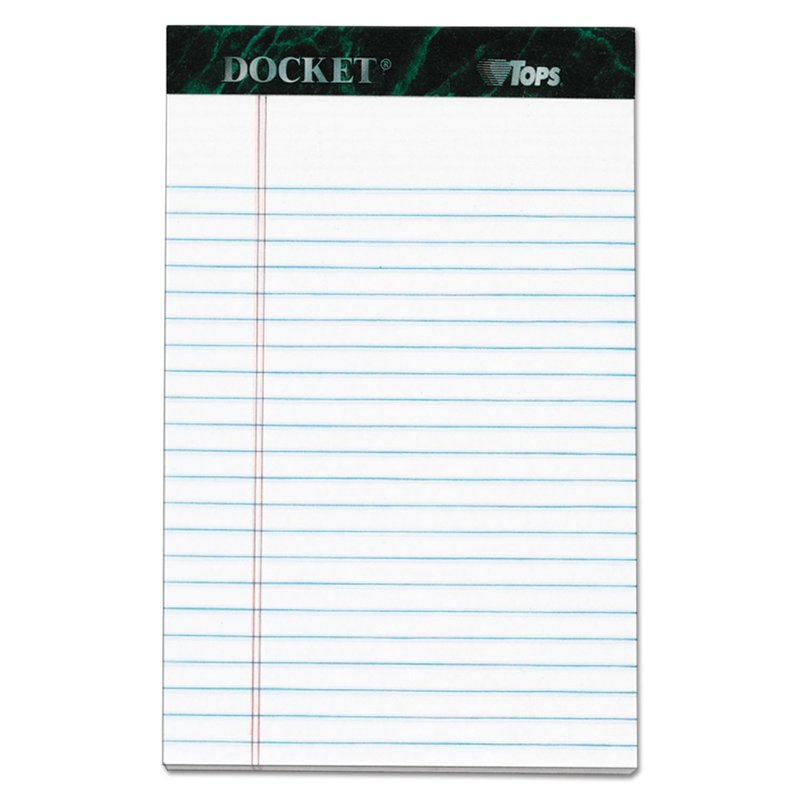 5in x 8in Ruled Perforated Office Notepad with Sturdy Back - Pack of 50 Sheets
