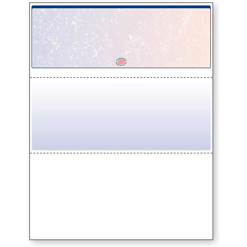 Business Checks - Blue/Red Prismatic Top Check Stock 8.5 x 11 Inches, 500 Sheets