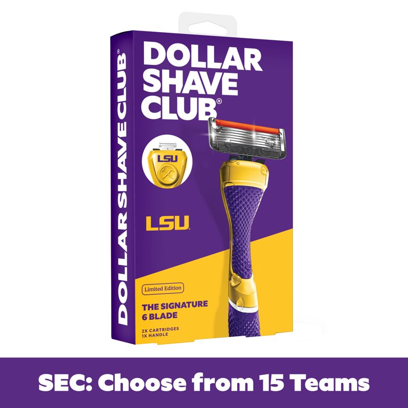College Football Team Razor Set with 6-Blade Cartridges & Grip Handle