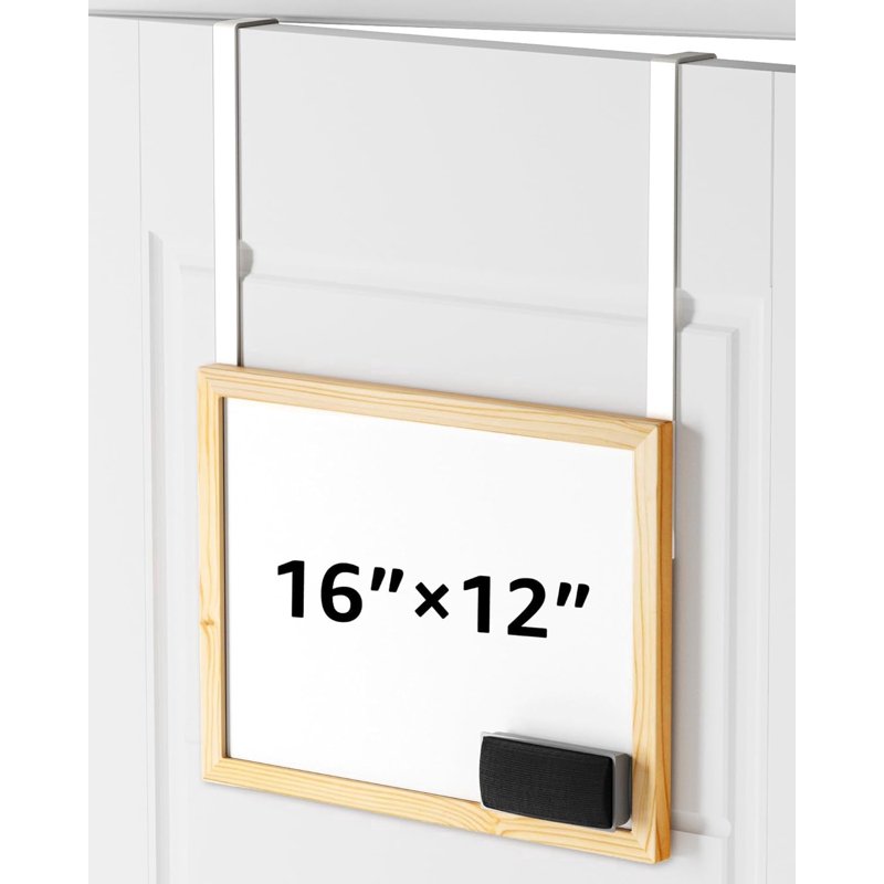 Over-the-Door Whiteboard 16x12 Inch Dry Erase Board with Hooks for Home Office Dorm