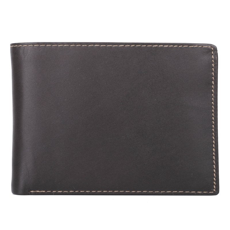 Men's Leather Regatta Double ID Credit Card Billfold Wallet - Brown & Black Options