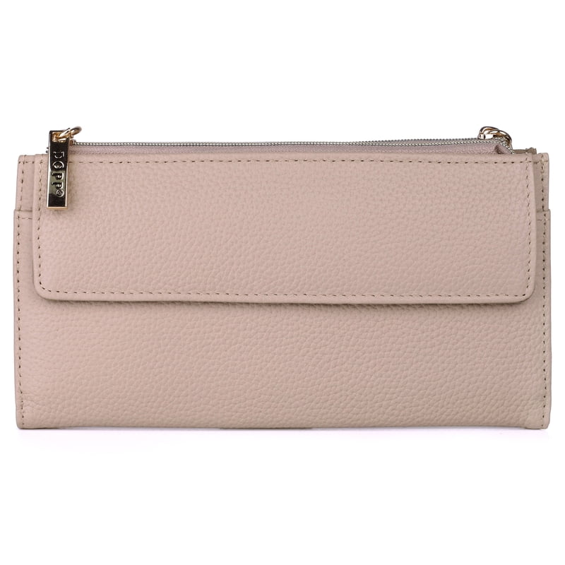 Women's Leather Cosmopolitan Wallet with Card Slots & Zipper Pockets