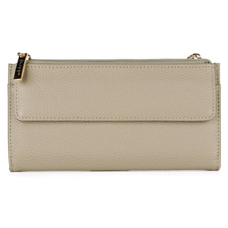 Leather Cosmopolitan Wallet for Women with Card Slots and Zipper Pockets
