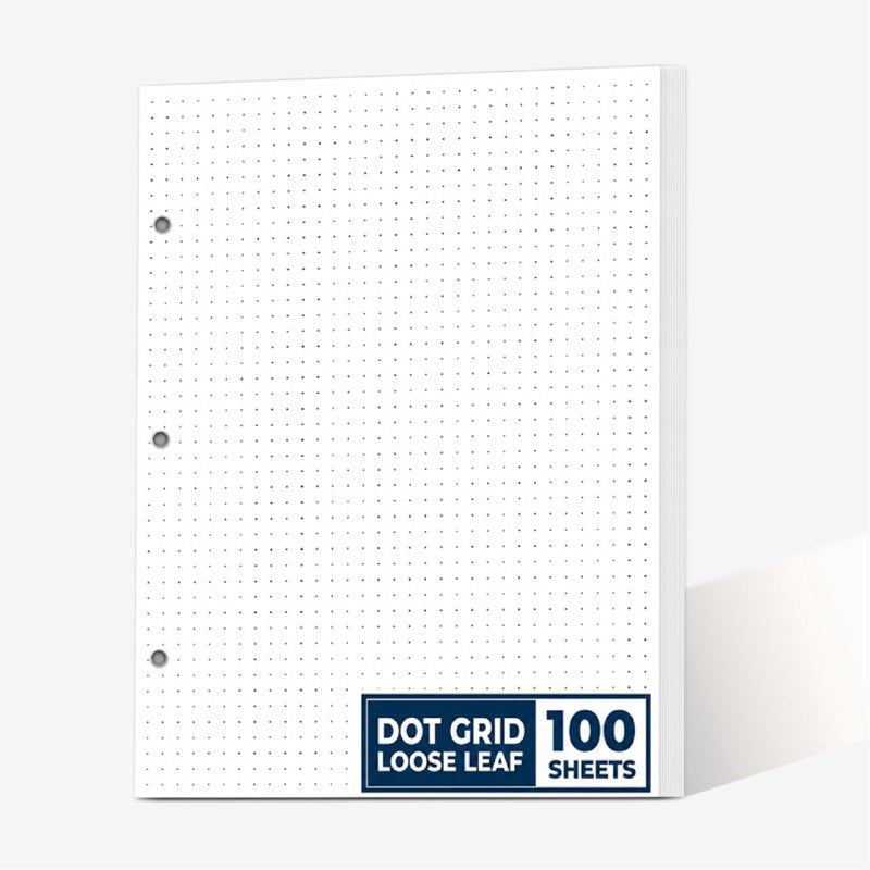 Dot Grid Loose Leaf Paper 8x11 Inches, 100 Sheets, 3-Hole Punched for Binders and Journals
