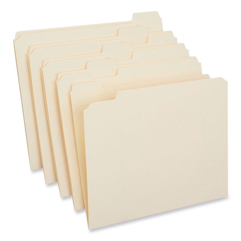 Assorted 2-Ply Top Tab File Folders - Manila, Letter Size, 100/Box