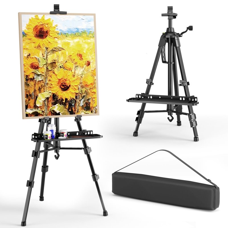 Adjustable Art Easel Stand for Painting and Display - Portable Tripod with Bag, Black