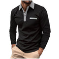 Men's Long Sleeve Polo Shirt with Pocket - Casual Cotton Golf Top