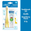 Infant-to-Toddler Toothbrush and Fluoride-Free Strawberry Toothpaste Set - Giraffe Variation (0-3 Years)