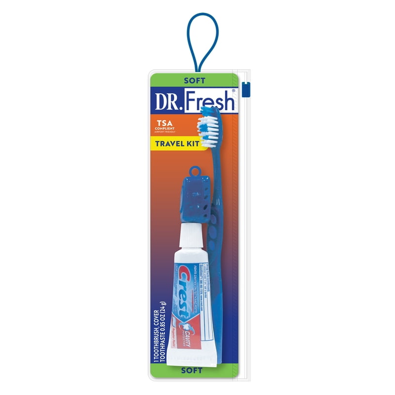 Travel Oral Care Kit with Soft Toothbrush, Toothpaste & Cap