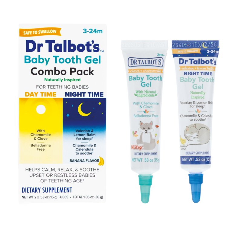 Baby Teething Gel Pack for Day & Night Relief - Natural Ingredients
