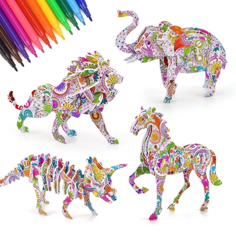 3D Art & Craft Puzzle Kit for Kids Girls Boys - Painting & Coloring Set
