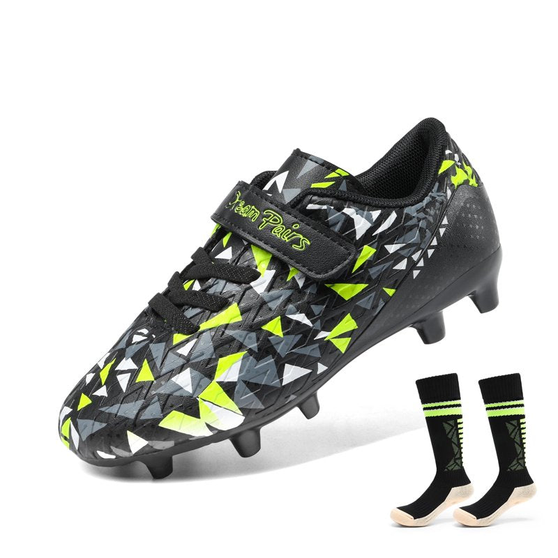 Dream Pairs Kids Soccer Cleats – Black/Neon Green, Hook & Loop, Traction