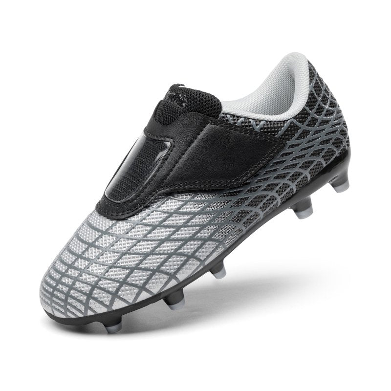 Dream Pairs Kids Soccer Cleats - Silver/Black, Hook & Loop Closure