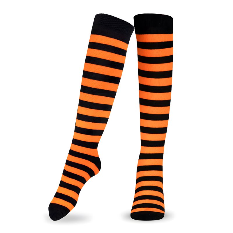 Dress-Up America Knee High Socks – Striped Orange & Black, 12 — Kids