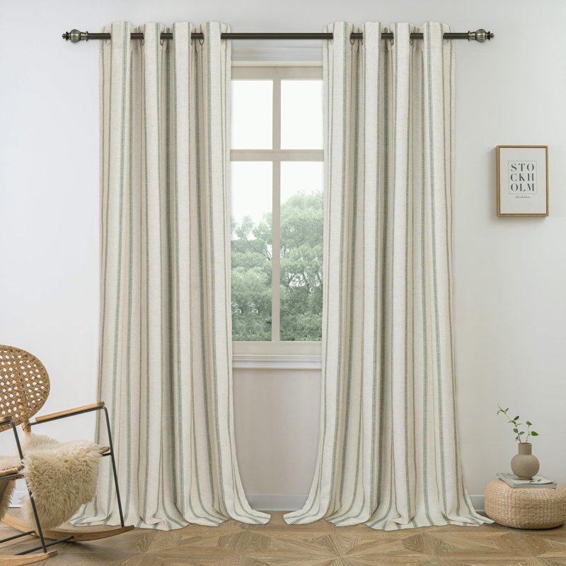 Farmhouse Linen Blend Blackout Curtains 84 Inches Long with Grommets - Multiple Sizes